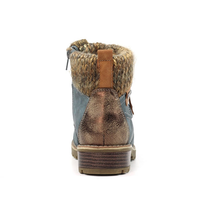 Lunar Millie Women's Waterproof Lace Up/Zip Ankle Boot Mid Blue