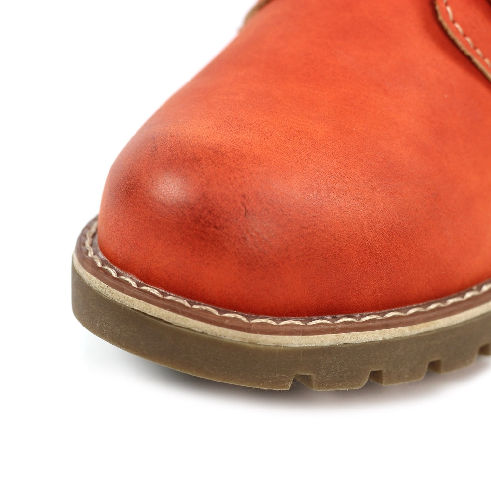 Lunar Millie Women's Waterproof Lace Up/Zip Ankle Boot Orange