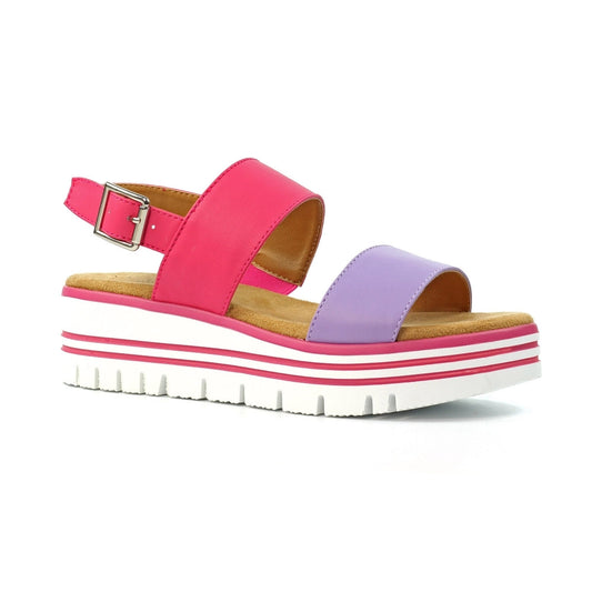 Lunar Missy Women's Chunky Sole Slingback Double Strap Open Toe Sandal Pink/Purple