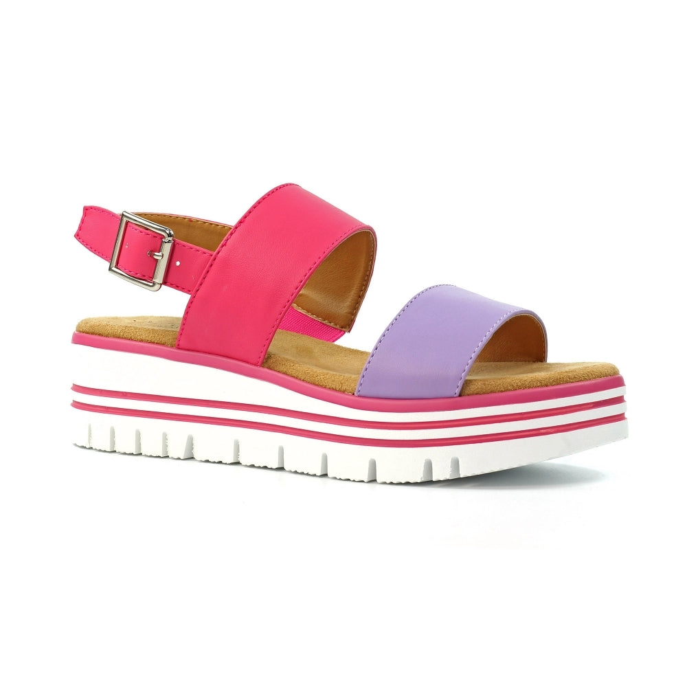 Lunar Missy Women's Chunky Sole Slingback Double Strap Open Toe Sandal Pink/Purple