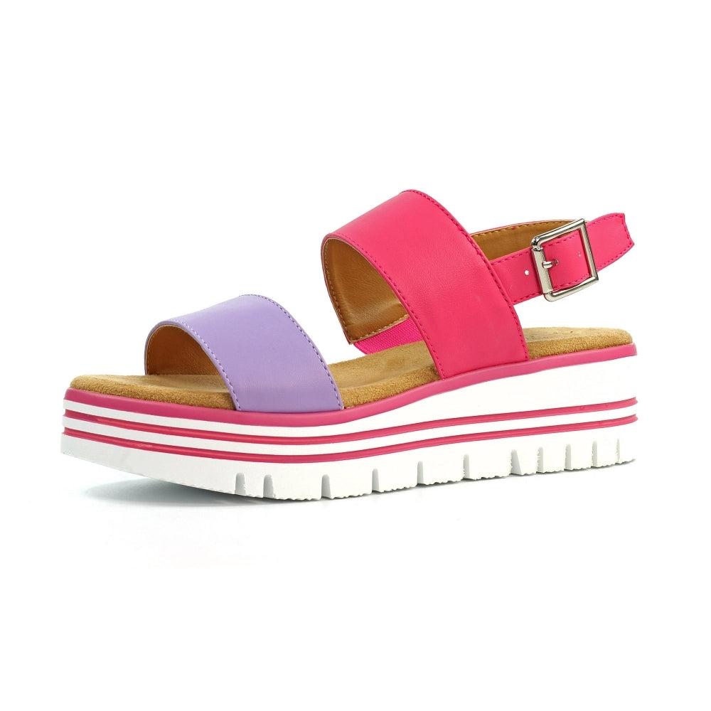 Lunar Missy Women's Chunky Sole Slingback Double Strap Open Toe Sandal Pink/Purple