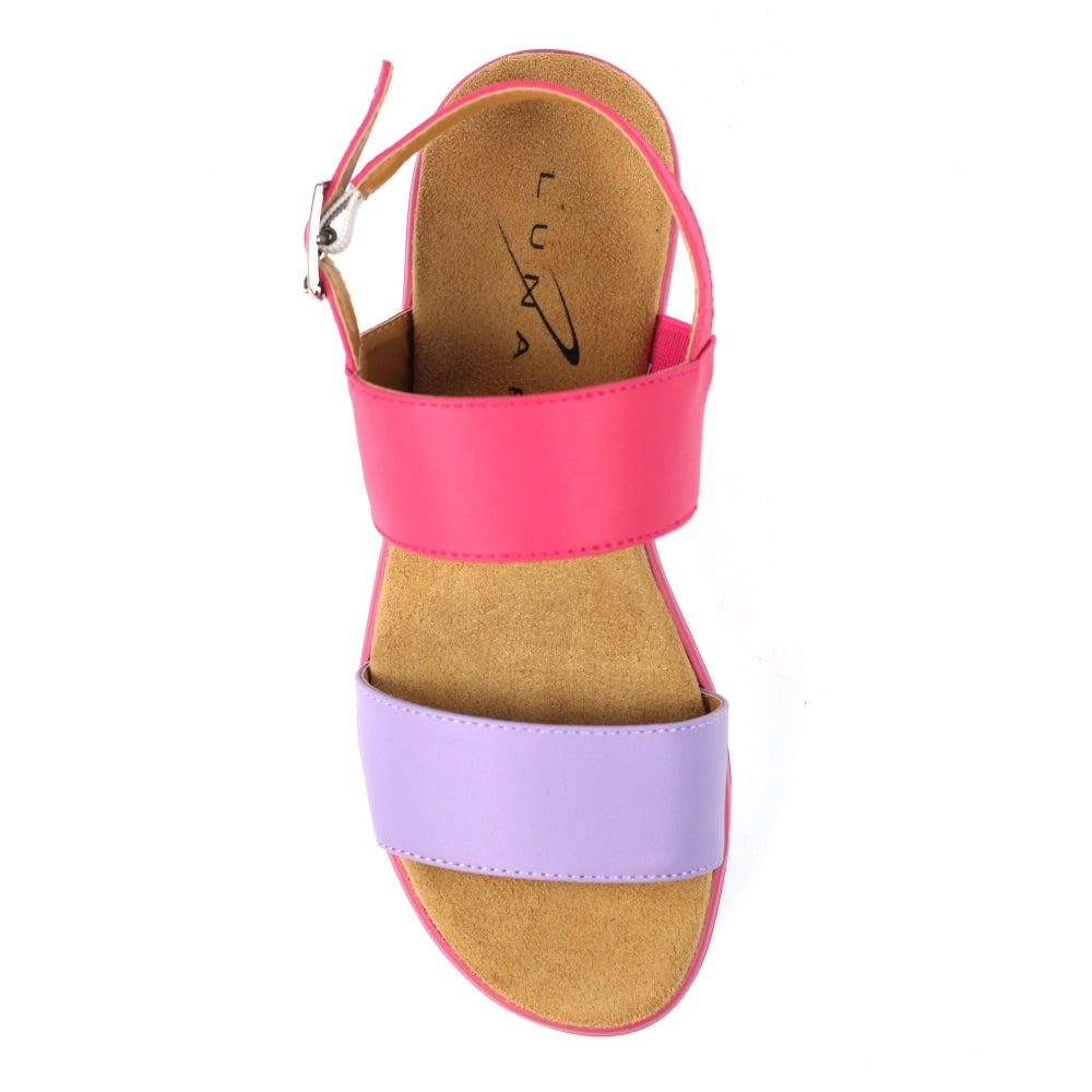 Lunar Missy Women's Chunky Sole Slingback Double Strap Open Toe Sandal Pink/Purple