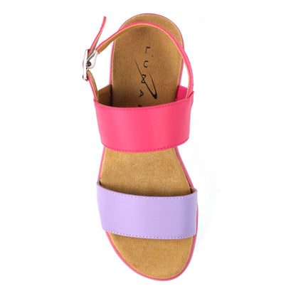 Lunar Missy Women's Chunky Sole Slingback Double Strap Open Toe Sandal Pink/Purple