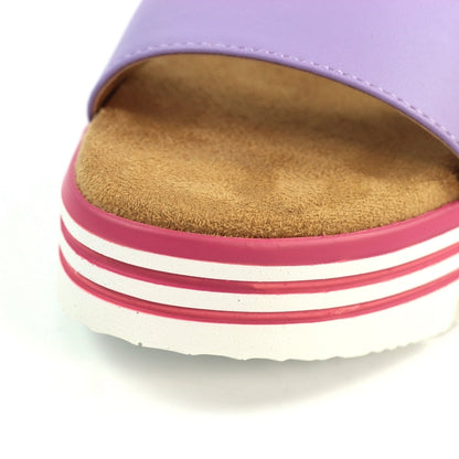 Lunar Missy Women's Chunky Sole Slingback Double Strap Open Toe Sandal Pink/Purple