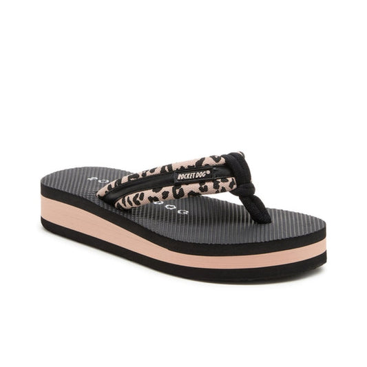Rocket Dog Monica Leon Leopard Women's Wedge Flip Flop Light Pink