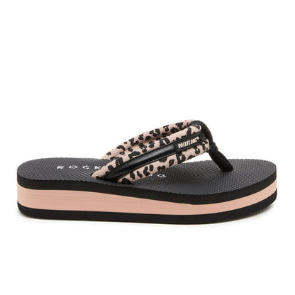 Rocket Dog Monica Leon Leopard Women's Wedge Flip Flop Light Pink