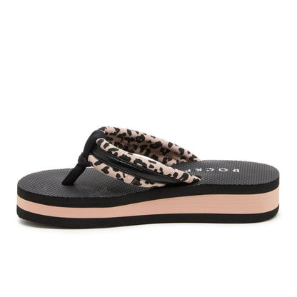 Rocket Dog Monica Leon Leopard Women's Wedge Flip Flop Light Pink