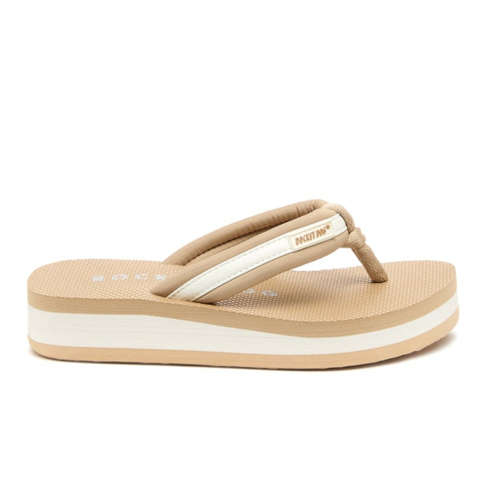 Rocket Dog Monica Nylon Women's Wedge Flip Flop Tan / Off White