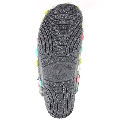 Lunar Montreal Women's Padded Insole Polka Dot Mule Slipper Grey MACHINE WASHABLE