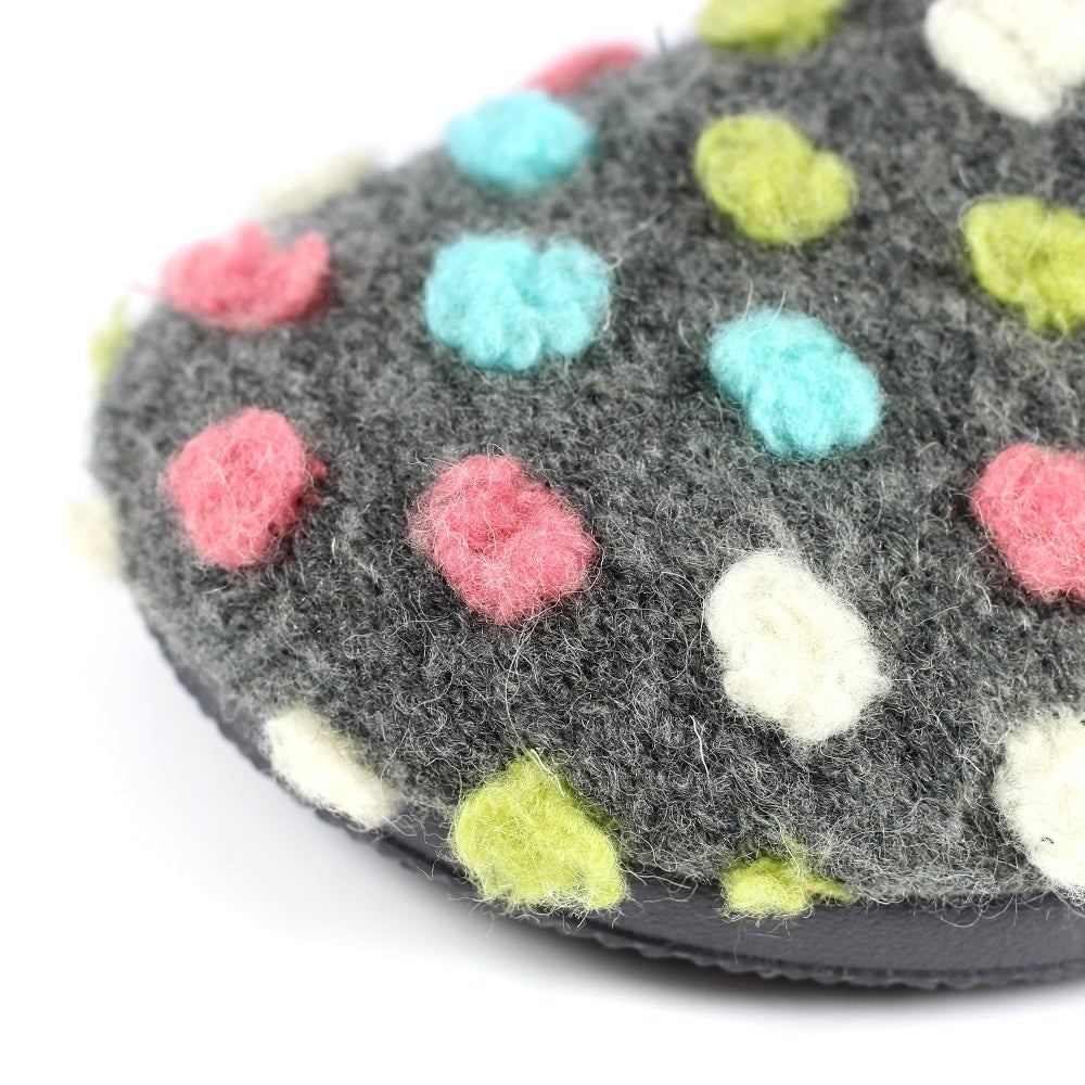 Lunar Montreal Women's Padded Insole Polka Dot Mule Slipper Grey MACHINE WASHABLE