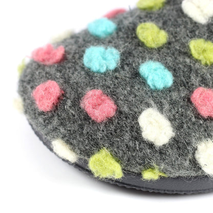 Lunar Montreal Women's Padded Insole Polka Dot Mule Slipper Grey MACHINE WASHABLE