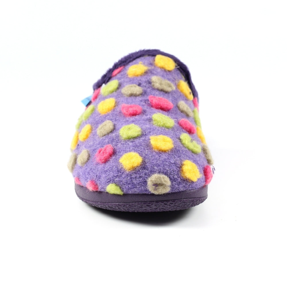Lunar Montreal Women's Padded Insole Polka Dot Mule Slipper Purple MACHINE WASHABLE