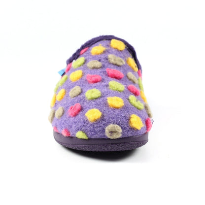 Lunar Montreal Women's Padded Insole Polka Dot Mule Slipper Purple MACHINE WASHABLE