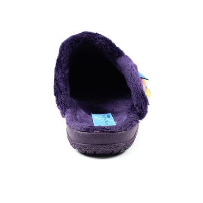 Lunar Montreal Women's Padded Insole Polka Dot Mule Slipper Purple MACHINE WASHABLE