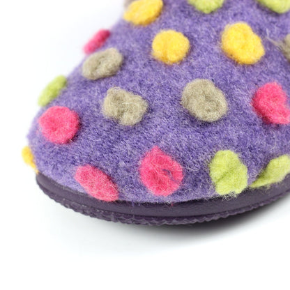 Lunar Montreal Women's Padded Insole Polka Dot Mule Slipper Purple MACHINE WASHABLE