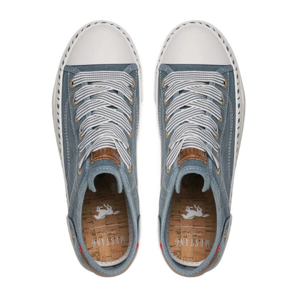 Mustang Alaska 1376-303-807 Women's Lace Up Low Profile Canvas Trainer Sky Blue