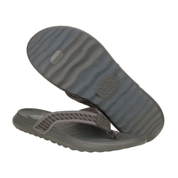 Hey Dude Myers Flip Men's Lightweight Toe Post Flip Flop Black / Granite Grey