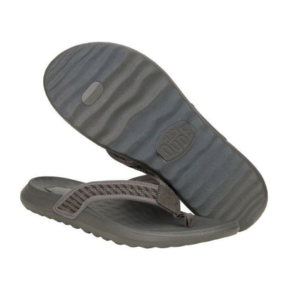Hey Dude Myers Flip Men's Lightweight Toe Post Flip Flop Black / Granite Grey