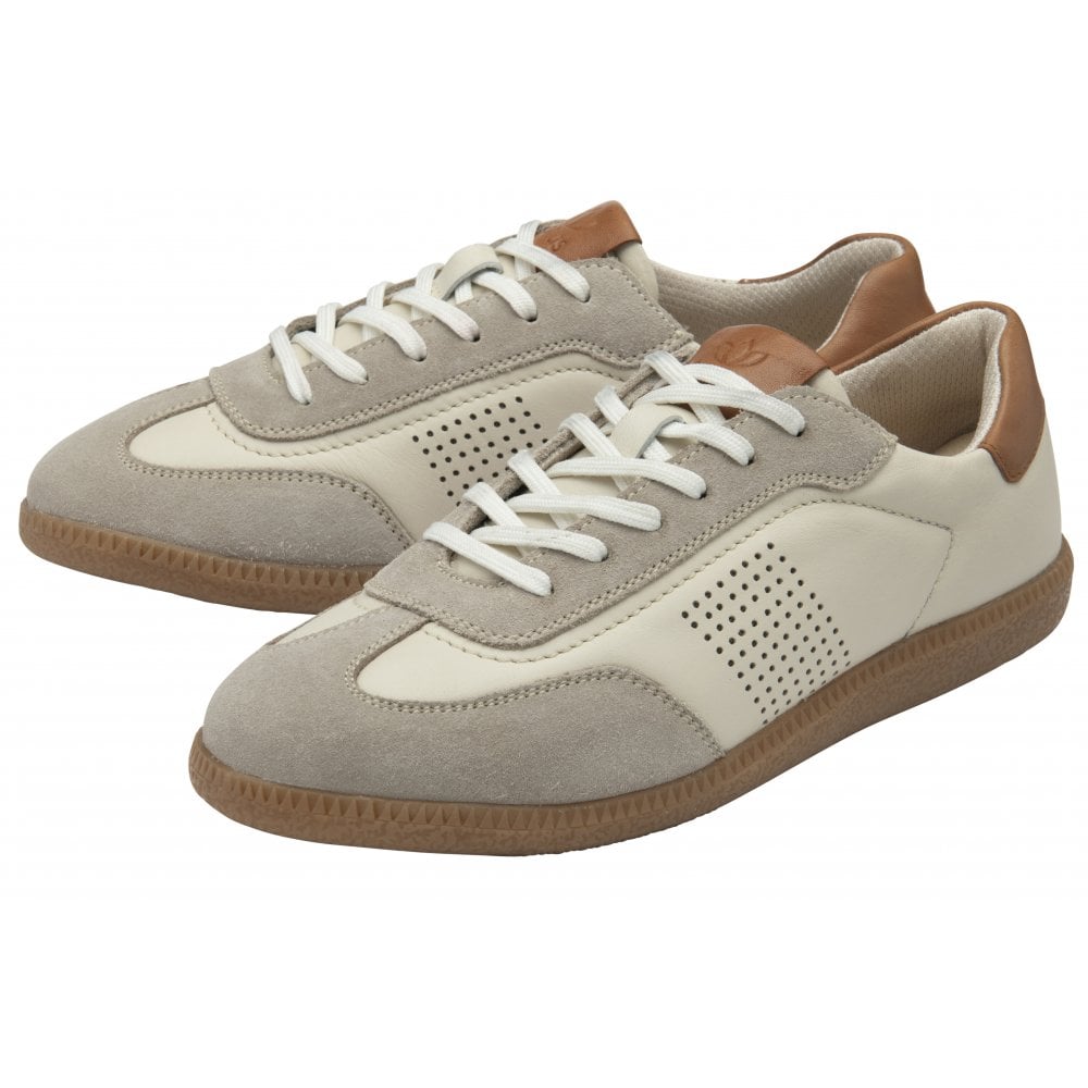 Lotus Frapporta Women's Leather Low Profile Lace Up Trainer Natural/Multi