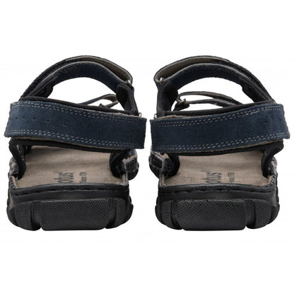 Lotus Serres Men's Suede Leather 3 Strap Adjustable Sandal Navy
