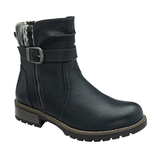 Lotus Triana Women's Zip Up Biker Style Ankle Boot Navy