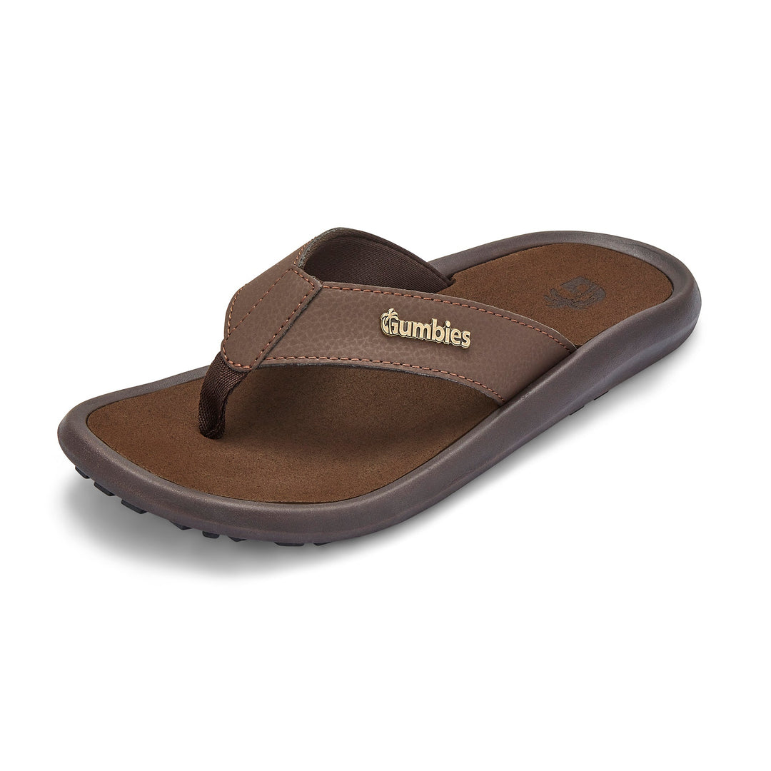 Gumbies Noosa Men's Recycled Rubber Flip Flop Brown