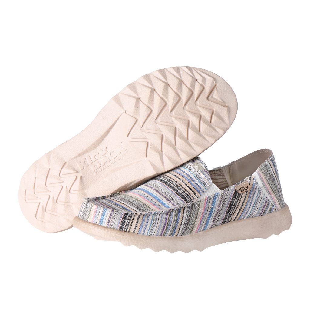 KickBack Couch 2.0 Men's Lightweight Canvas Slip On Shoe Beige Stripes