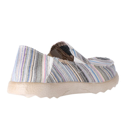 KickBack Couch 2.0 Men's Lightweight Canvas Slip On Shoe Beige Stripes