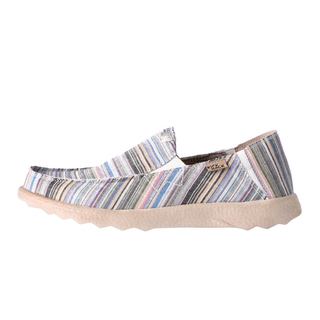 KickBack Couch 2.0 Men's Lightweight Canvas Slip On Shoe Beige Stripes