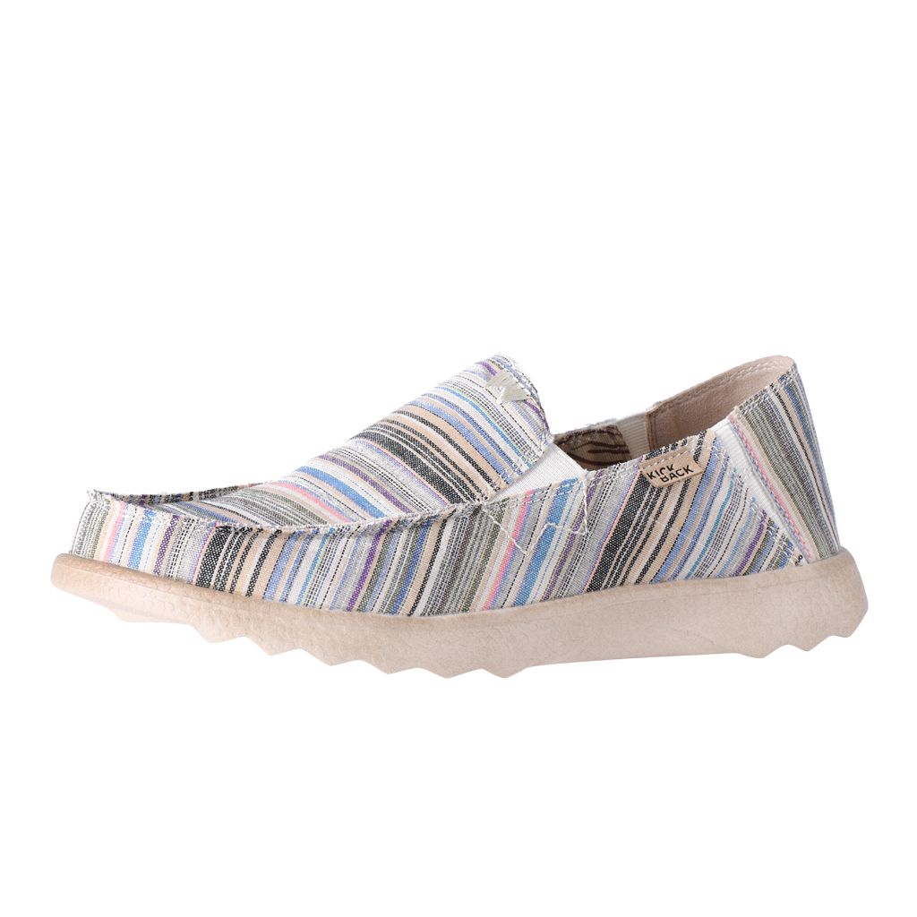 KickBack Couch 2.0 Men's Lightweight Canvas Slip On Shoe Beige Stripes