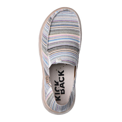 KickBack Couch 2.0 Men's Lightweight Canvas Slip On Shoe Beige Stripes