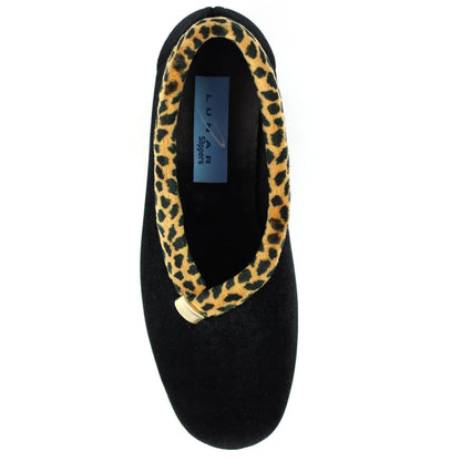 Lunar Paloma Women's Full Wedge Slipper Black MACHINE WASHABLE