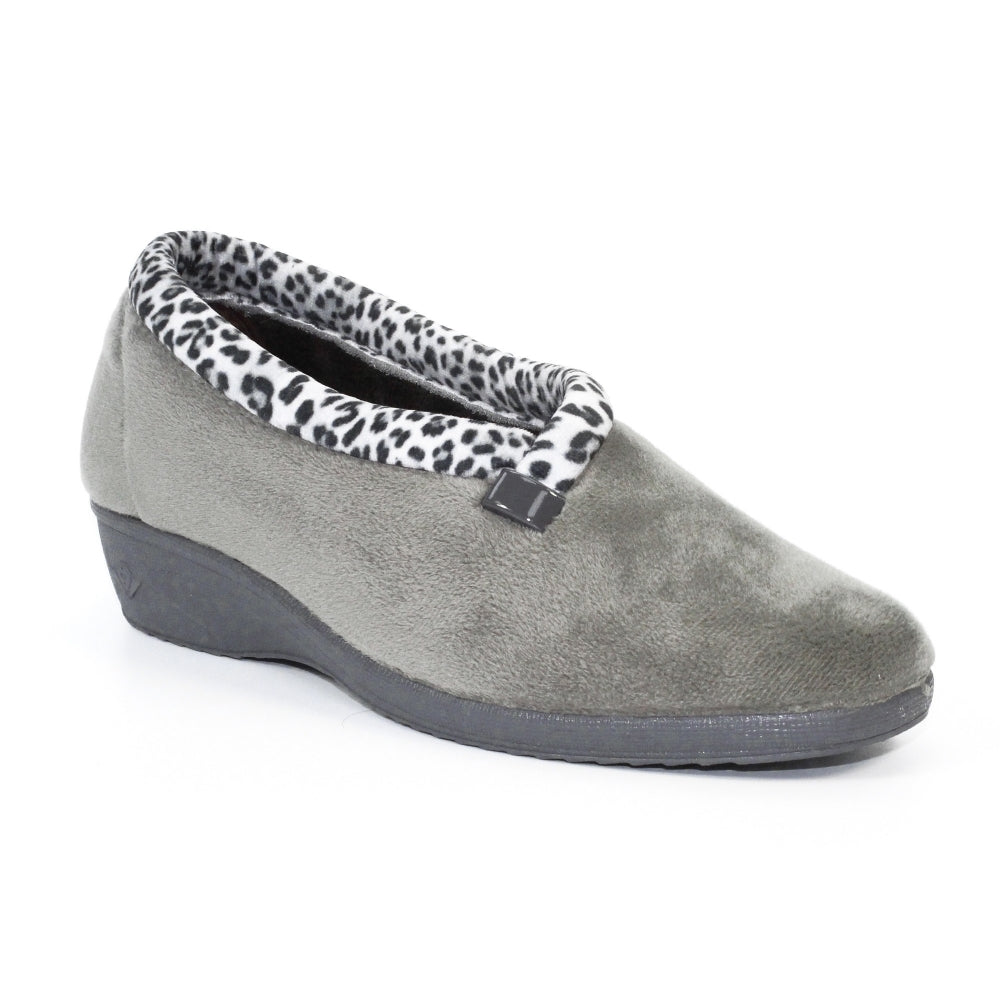 Lunar Paloma Women's Full Wedge Slipper Grey MACHINE WASHABLE