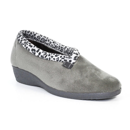 Lunar Paloma Women's Full Wedge Slipper Grey MACHINE WASHABLE