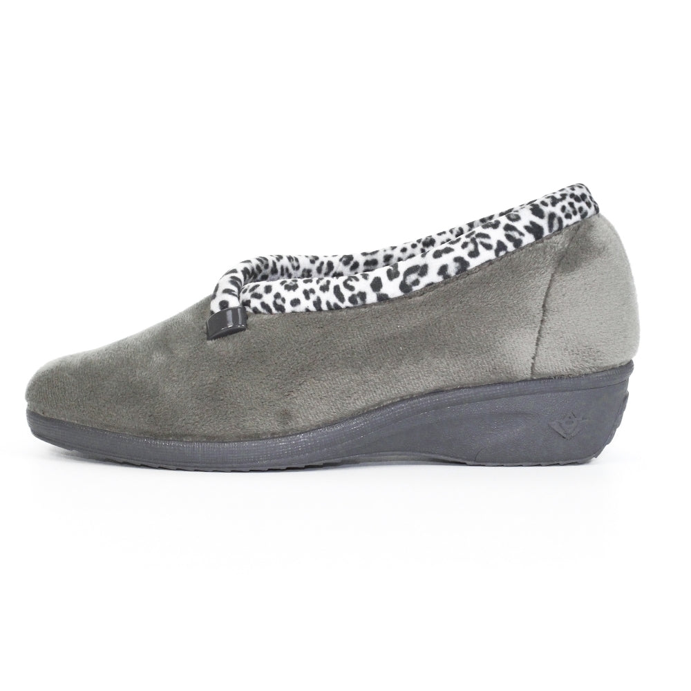 Lunar Paloma Women's Full Wedge Slipper Grey MACHINE WASHABLE