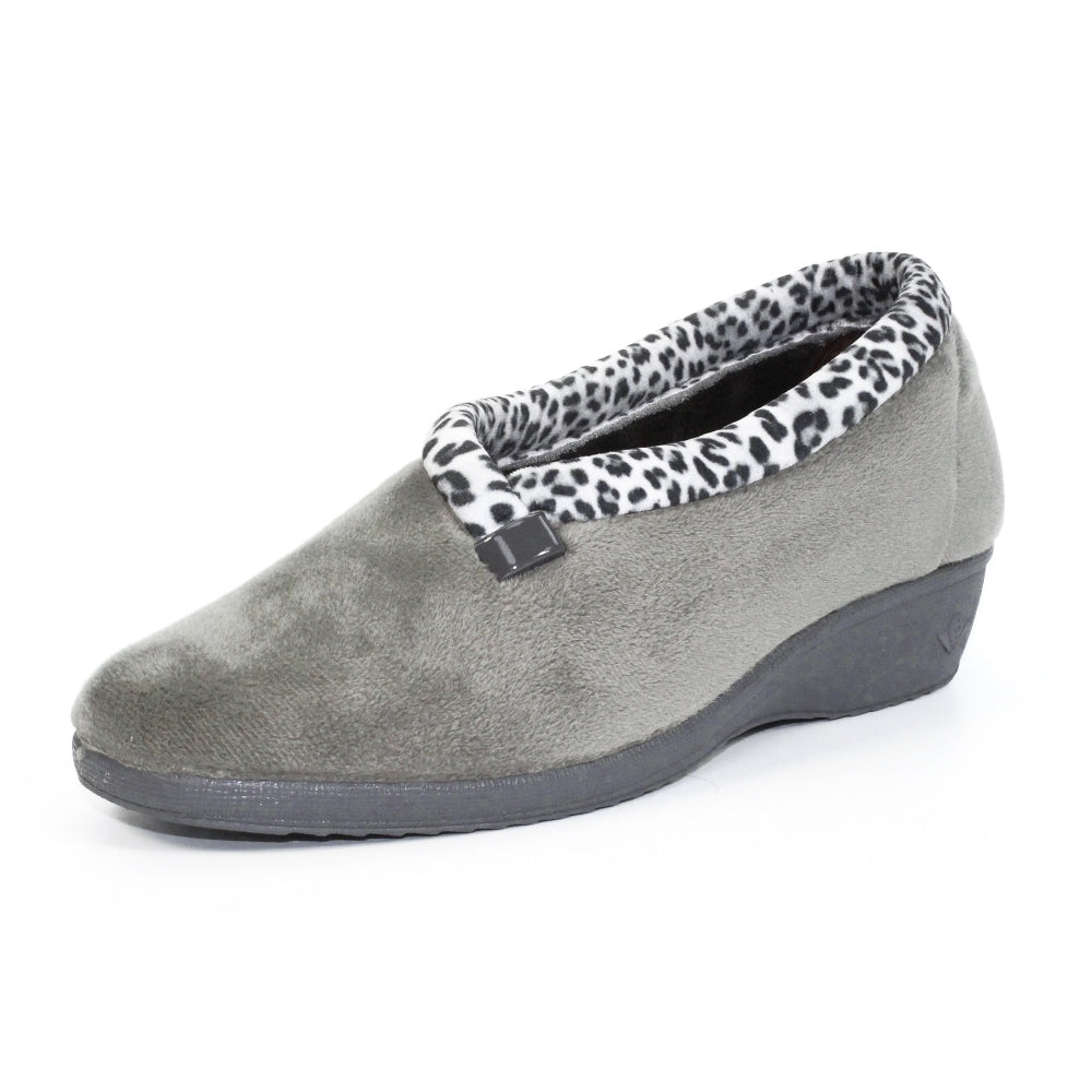 Lunar Paloma Women's Full Wedge Slipper Grey MACHINE WASHABLE