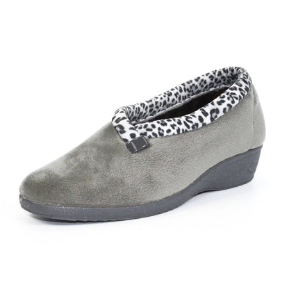 Lunar Paloma Women's Full Wedge Slipper Grey MACHINE WASHABLE