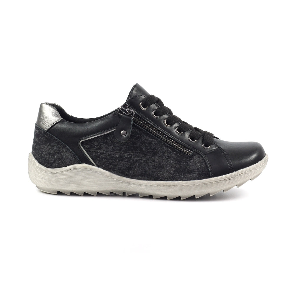 Lunar Pampas Women's Lace Up / Zip Up Panelled Trainer Black