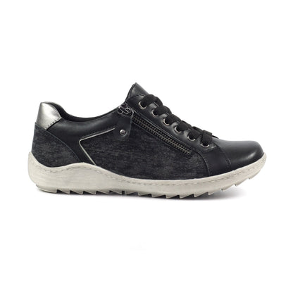 Lunar Pampas Women's Lace Up / Zip Up Panelled Trainer Black