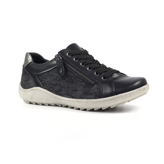 Lunar Pampas Women's Lace Up / Zip Up Panelled Trainer Black