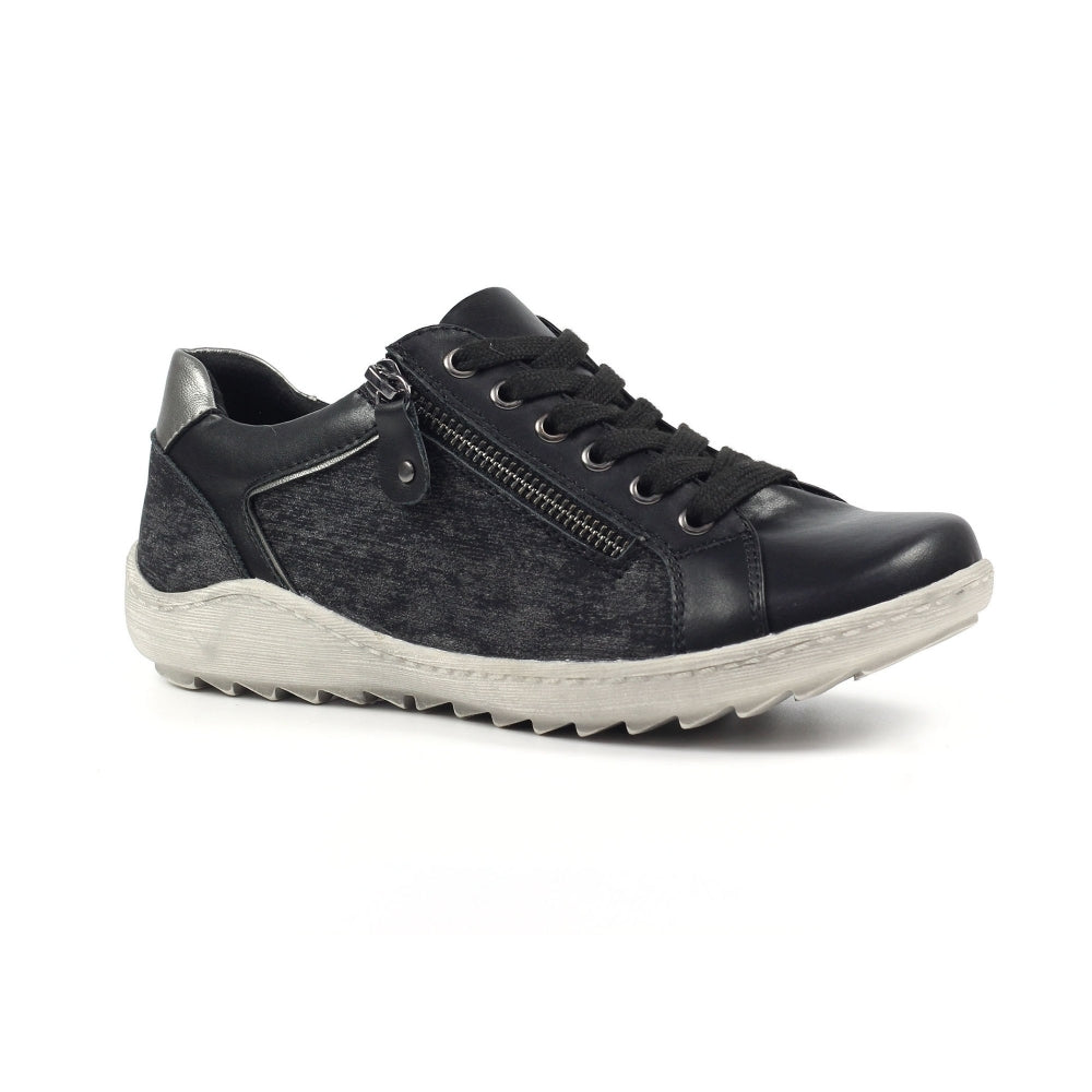 Lunar Pampas Women's Lace Up / Zip Up Panelled Trainer Black