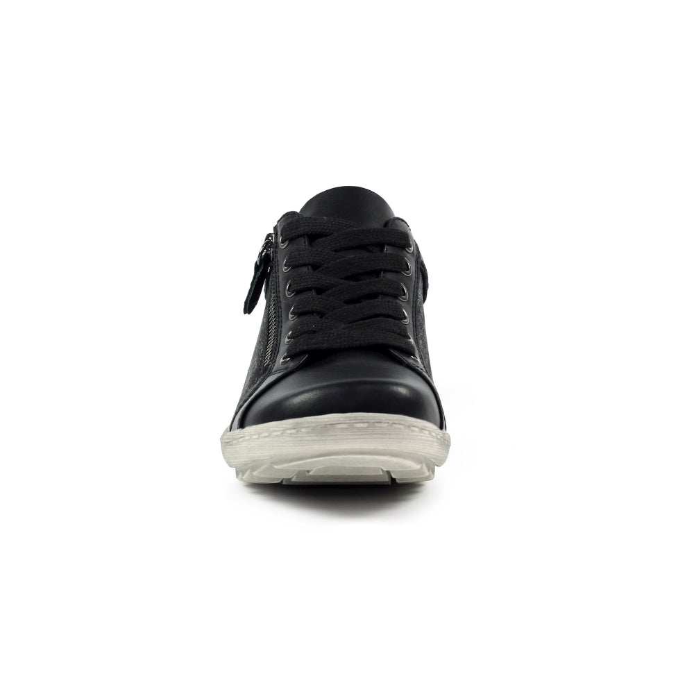 Lunar Pampas Women's Lace Up / Zip Up Panelled Trainer Black