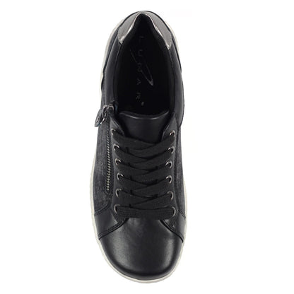 Lunar Pampas Women's Lace Up / Zip Up Panelled Trainer Black