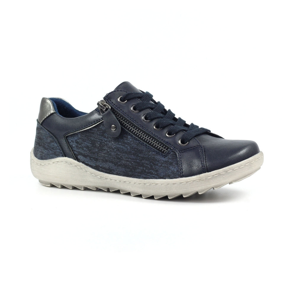 Lunar Pampas Women's Lace Up / Zip Up Panelled Trainer Navy