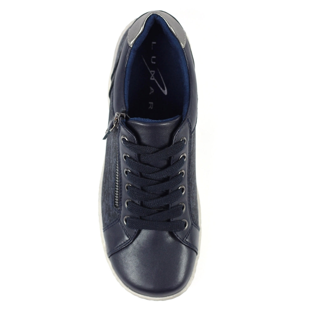 Lunar Pampas Women's Lace Up / Zip Up Panelled Trainer Navy