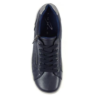 Lunar Pampas Women's Lace Up / Zip Up Panelled Trainer Navy