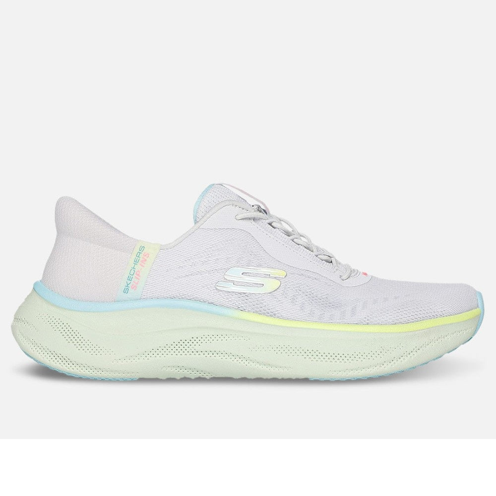 Skechers Skech Cloud Perfectly Plush Women's Slip-In Elasticated Lace Trainer Light Grey/Multi