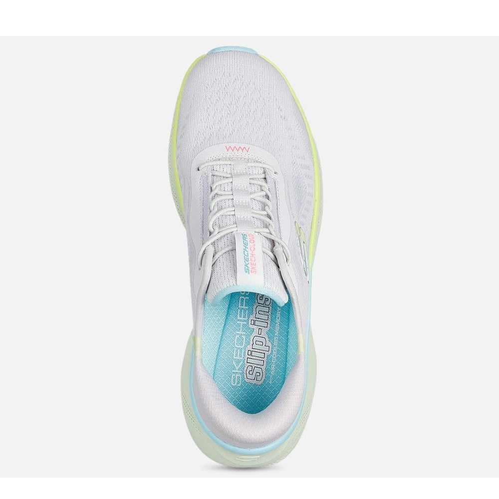 Skechers Skech Cloud Perfectly Plush Women's Slip-In Elasticated Lace Trainer Light Grey/Multi