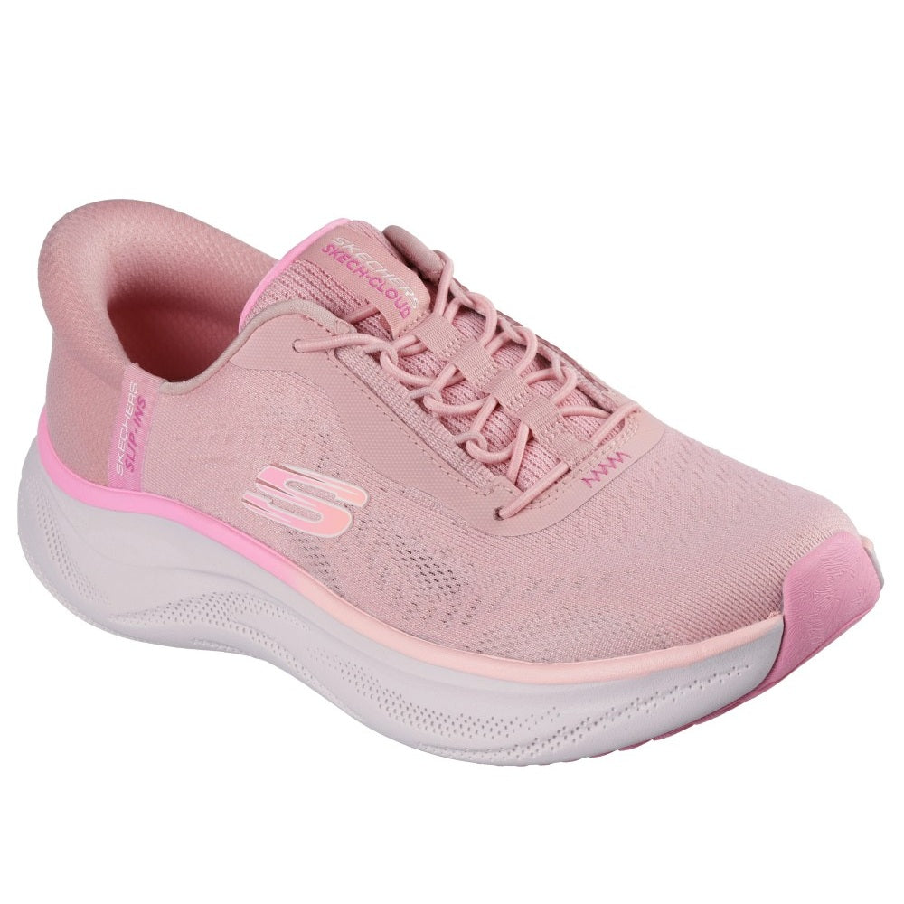 Skechers Skech Cloud Perfectly Plush Women's Slip-In Elasticated Lace Trainer Mauve/Multi