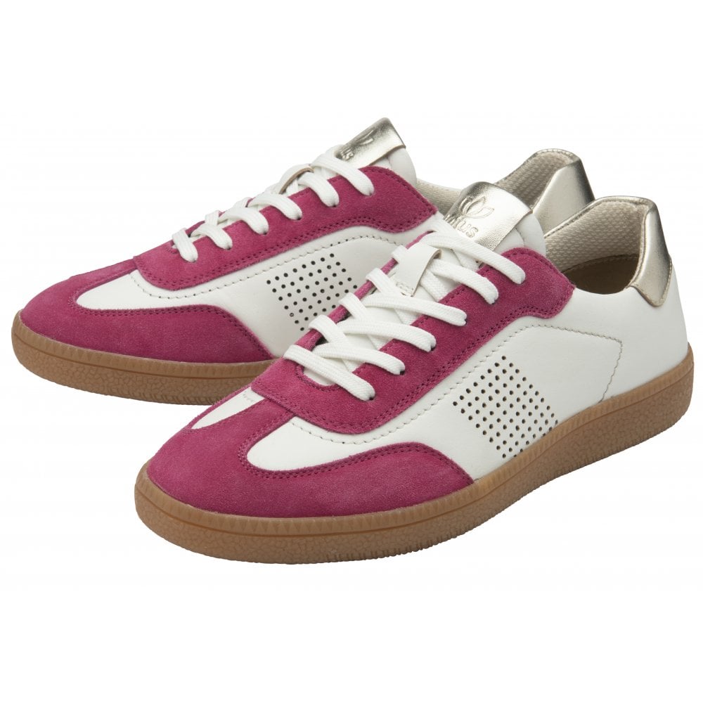 Lotus Frapporta Women's Leather Low Profile Lace Up Trainer Pink/Multi